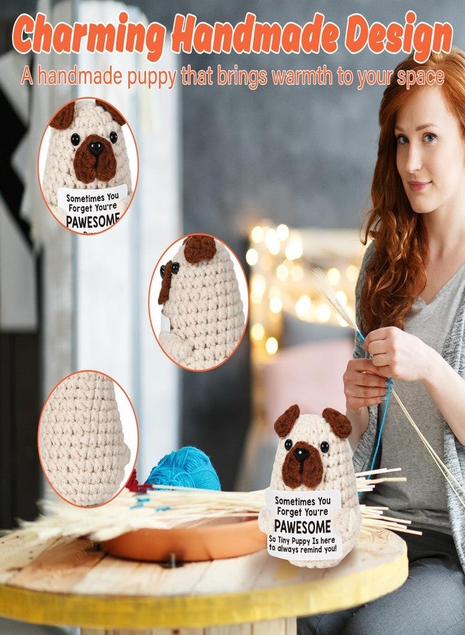 BharatBazaar Crochet Toys, Handmade Dog Crochet Animal, Cute Crochet Gift for Home and Office Decor, Emotional Support Animal Toy, Cute Things for Study Table Desk Decoration (9x8 cm, White) - Image 5