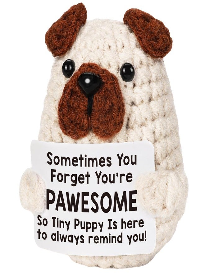 BharatBazaar Crochet Toys, Handmade Dog Crochet Animal, Cute Crochet Gift for Home and Office Decor, Emotional Support Animal Toy, Cute Things for Study Table Desk Decoration (9x8 cm, White) - Image 1