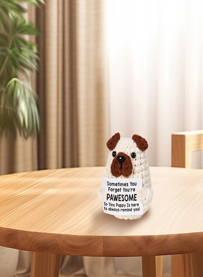 BharatBazaar Crochet Toys, Handmade Dog Crochet Animal, Cute Crochet Gift for Home and Office Decor, Emotional Support Animal Toy, Cute Things for Study Table Desk Decoration (9x8 cm, White) - Image 4