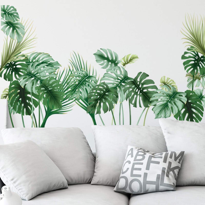 Tropical Wall Decals Palm Leaf Wall Stickers for Living Room Green Plants Wall Decor Posters Vinyl Peel and Stick Art Murals for Bedroom Nursery Office