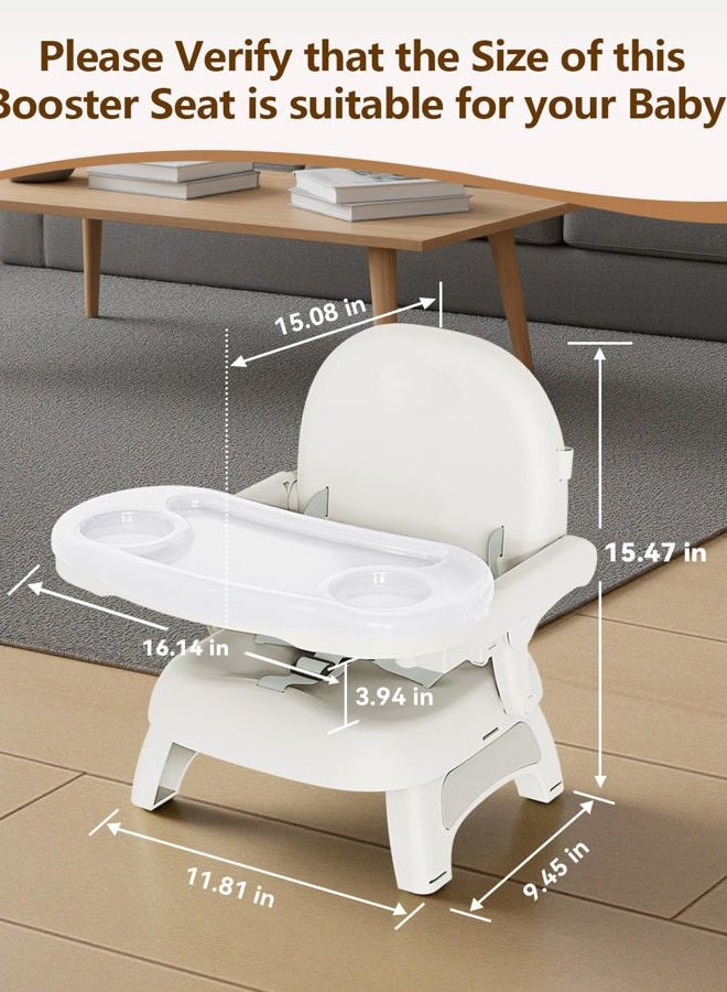 BBsecure High Chairs for Babies and Toddlers, 3-in-1 Portable Booster Seat for Kitchen Chair with Tray, Sturdy, Easy to Clean Foldable Baby Chair for Eating, Cream Gray - Image 5