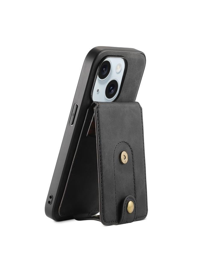 Denior Case For iPhone 15 Plus D14 NK Retro Pattern MagSafe Magnetic Card Holder Leather Phone Case - Image 1