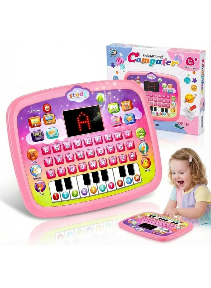 Kids English Learning Tablet with Piano Keyboard - Educational Toy with LED Screen, Interactive Alphabet & Music Learning Toy for Preschoolers, Perfect Gift for Birthday & Eid - Image 2