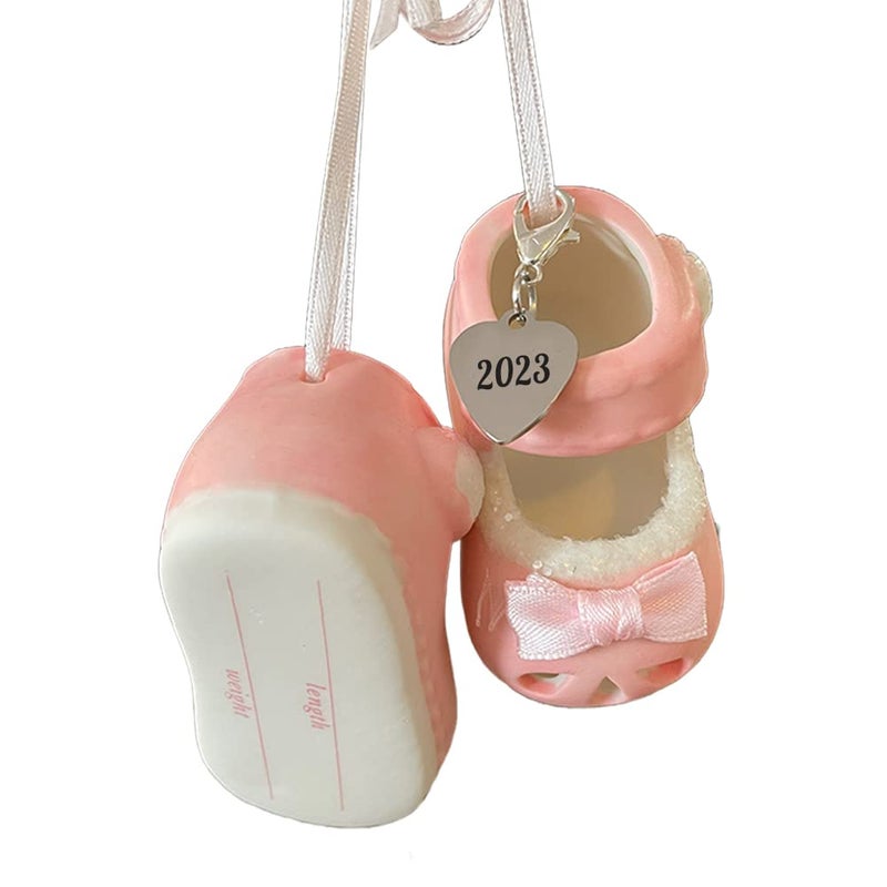 Ganz Baby Girl Shoe Personalized Ornaments Pink Dated 2023 Babys First Christmas Ornament Booties for New Parents Birth for Girls Babys First Christmas Ornament 2023
