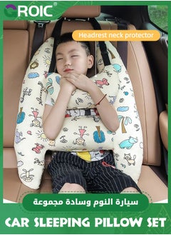 GROIC H-Shape Car Seat Pillow for Kids, Car Sleeping Head Support, Travel Neck Rest Car Pillows for Sleeping, Car Travel Pillow with Headrest for Kids and Adults (White Zoo)  - Image 2