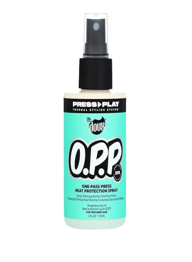 The Doux O.P.P. ONE‑PASS PRESS Heat Protection Spray for Hair – Thermal Protector with Jojoba Oil, Aloe & Pineapple – Anti‑Frizz Straightening Spray for Curly Hair & Silk Press Styles, 4 oz - Image 1
