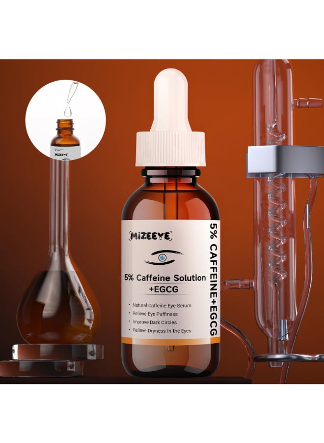 MIZEEYE محلول الكافيين 5 EGCG للوجه 30 مل سيروم كافيين مرطب للعيون للهالات السوداء والانتفاخ تحت العينين حل للخطوط الدقيقة - Image 4