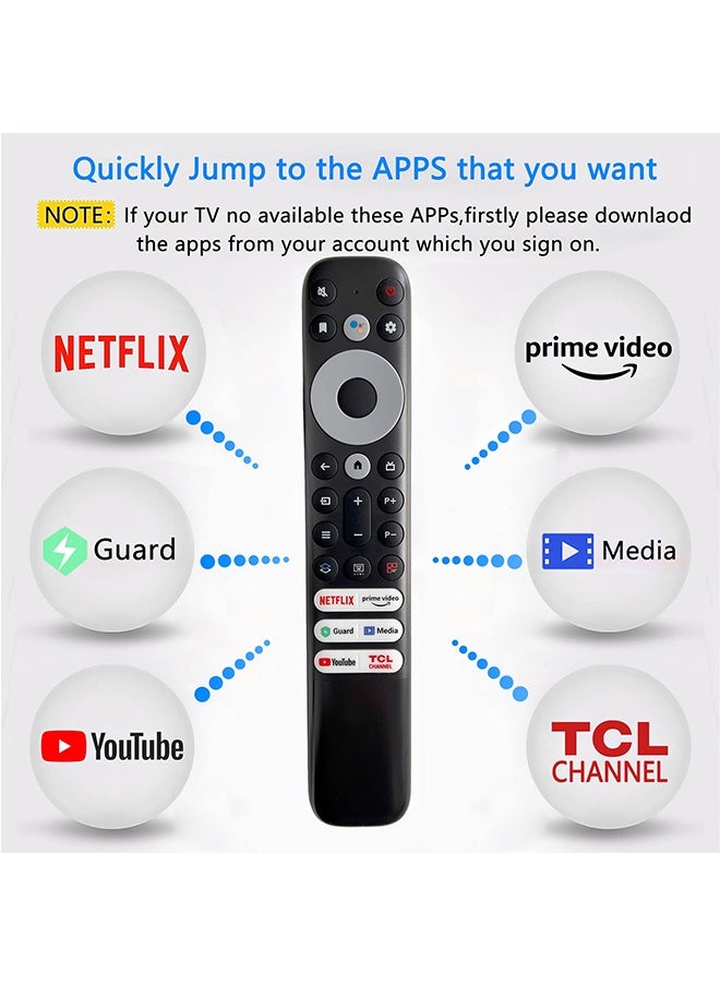 ACTION - New Replacement TCL Remote Control RC902V for TCL Android TV Mini-LED QLED 4K UHD Smart TV with Netflix, Prime Video, YouTube, Guard, Media and TCL Channel(NO Voice Function)- NO SETUP REQUIRED black - Image 1