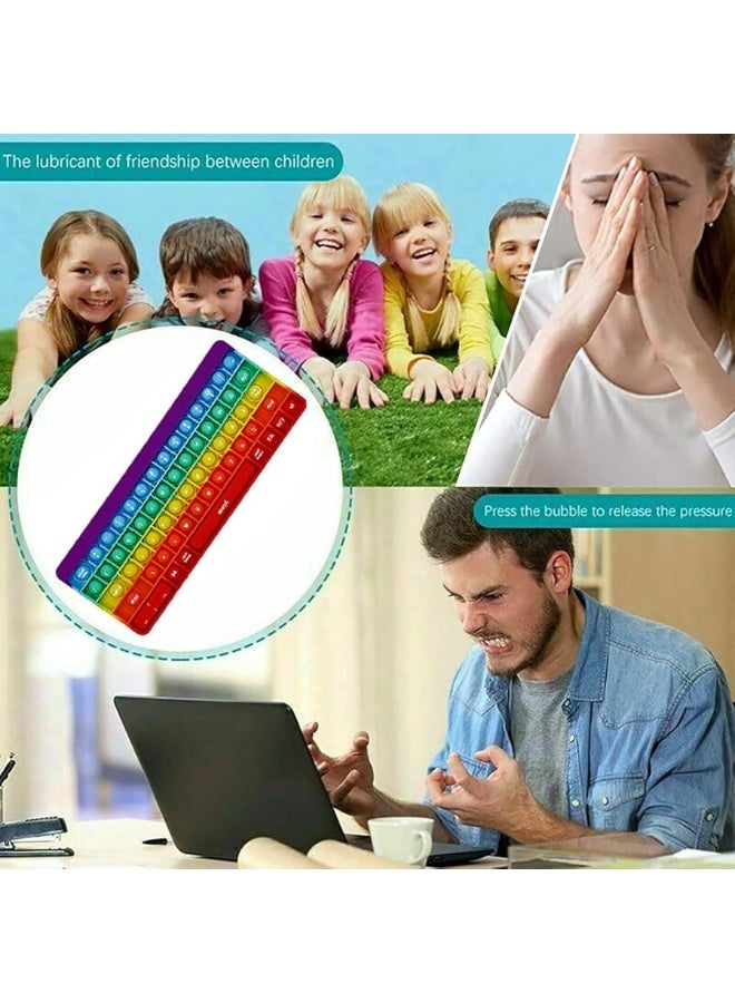 Fetinar Push Toy Pop Bubble Fidget Sensory Toys Push It Pop Fidget Toys Rainbow Keyboard Shape, Pop Silicone Popper Toy Anxiety Stress Reliever Relief Autism Learning Materials Game Gift for Kids (Rainbow) - Image 1