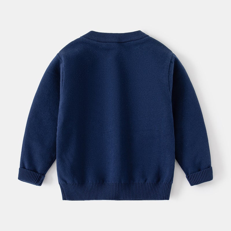 Korean Style Boys Spring & Fall Cartoon Cute Dinosaur Sweater Kidsren'S Wool Pullover Long-Sleeved Bottoming Knitted Round Neck Sweater - Image 5