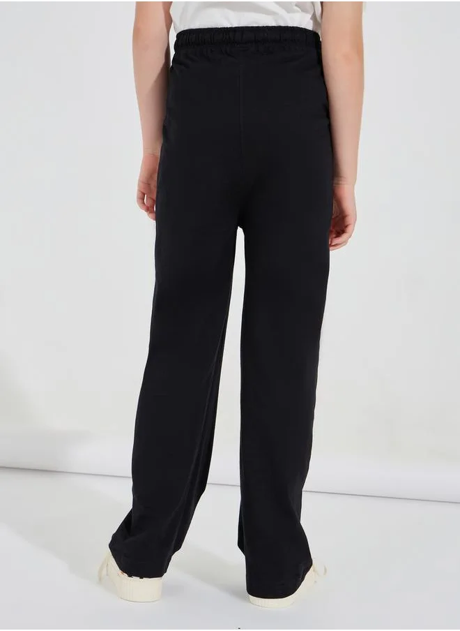 Styli Basic Wide Leg Pants with Drawstring