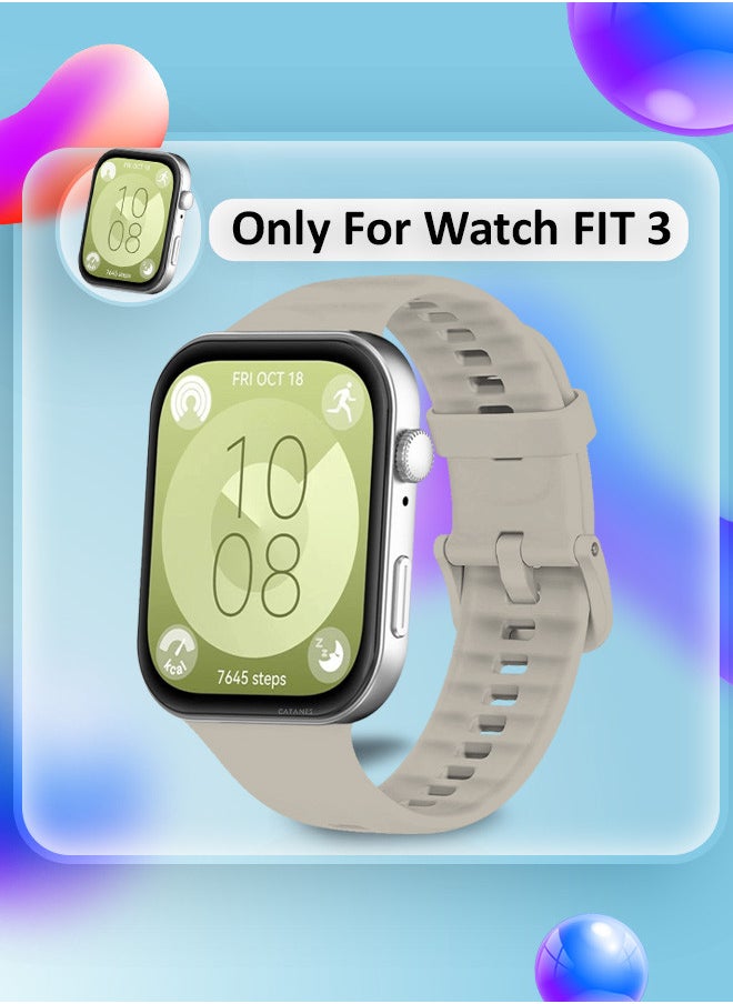CATANES - (for Watch Fit 3) Silicone Sport Band, Soft Adjustable Sport Breathable Replacement Watch Strap Loop /Sand - Image 1