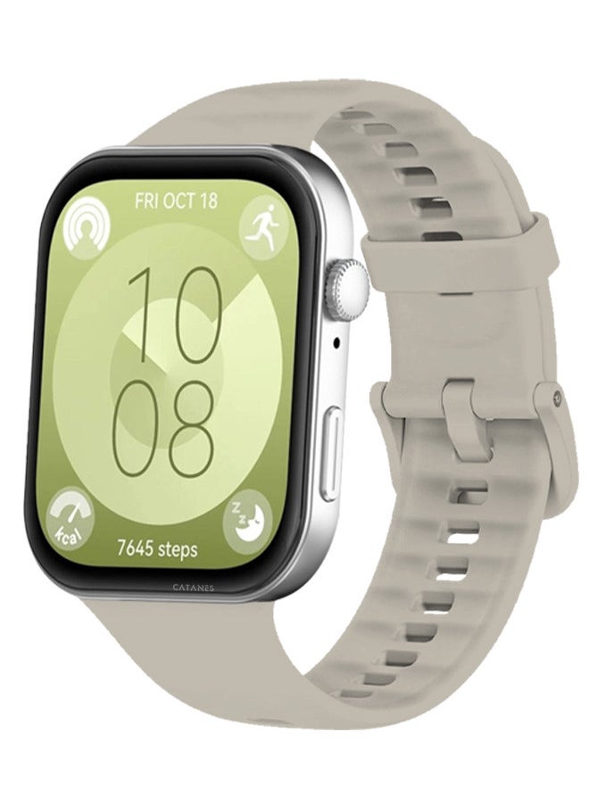 CATANES - (for Watch Fit 3) Silicone Sport Band, Soft Adjustable Sport Breathable Replacement Watch Strap Loop /Sand - Image 1