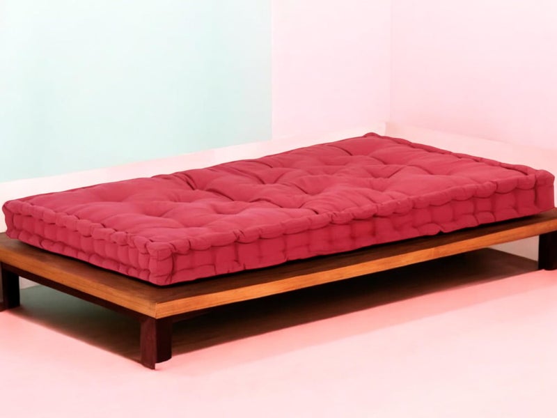 ATOOTFUSION Soft Thick Cotton Box Floor Mattress, 5-Inch Thick, 72x30x5 Inches, Medium Firm, Foldable, Rollable Movable Bed Box gadda 1 Sleeping Capacity (Red) - Image 1
