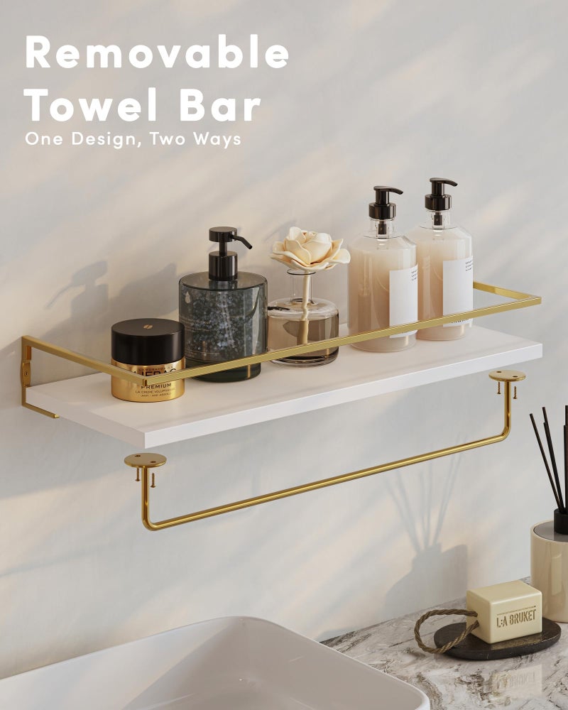 Onlysky Bathoom Shelves, Floaiting Shelves for Bathroom, Set of 3, Bathroom Shelf Wall Mounted (White Gold, 15.7 Inches, 3) - Image 5
