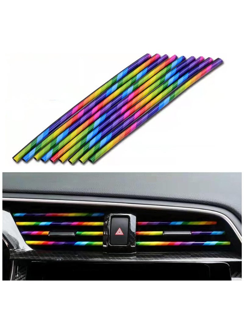 KASTWAVE 60 قطعة شفاط هواء السيارة مكيف الهواء تزيين حافة شريط، تزيين DIY كروم PVC داخل السيارة تشكيل شريط خط لجميع فتحات الهواء المستقيمة، ملحقات داخلية للسيارة  - Image 1