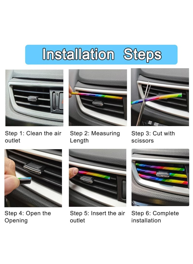KASTWAVE 60 قطعة شفاط هواء السيارة مكيف الهواء تزيين حافة شريط، تزيين DIY كروم PVC داخل السيارة تشكيل شريط خط لجميع فتحات الهواء المستقيمة، ملحقات داخلية للسيارة  - Image 3