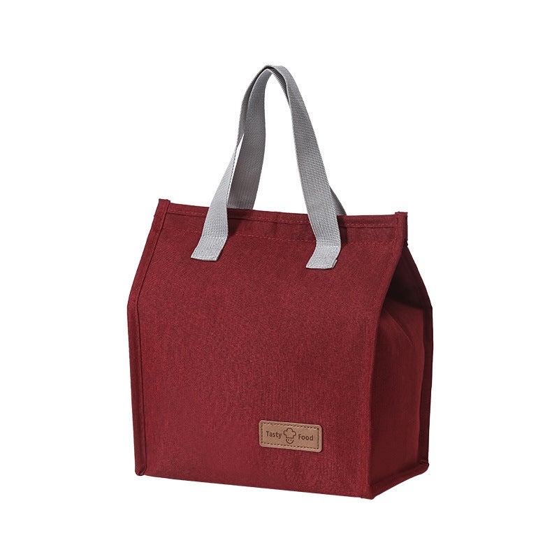 Large Lunch Bag Korean Portable Insulated Picnic Tote Wine Red 