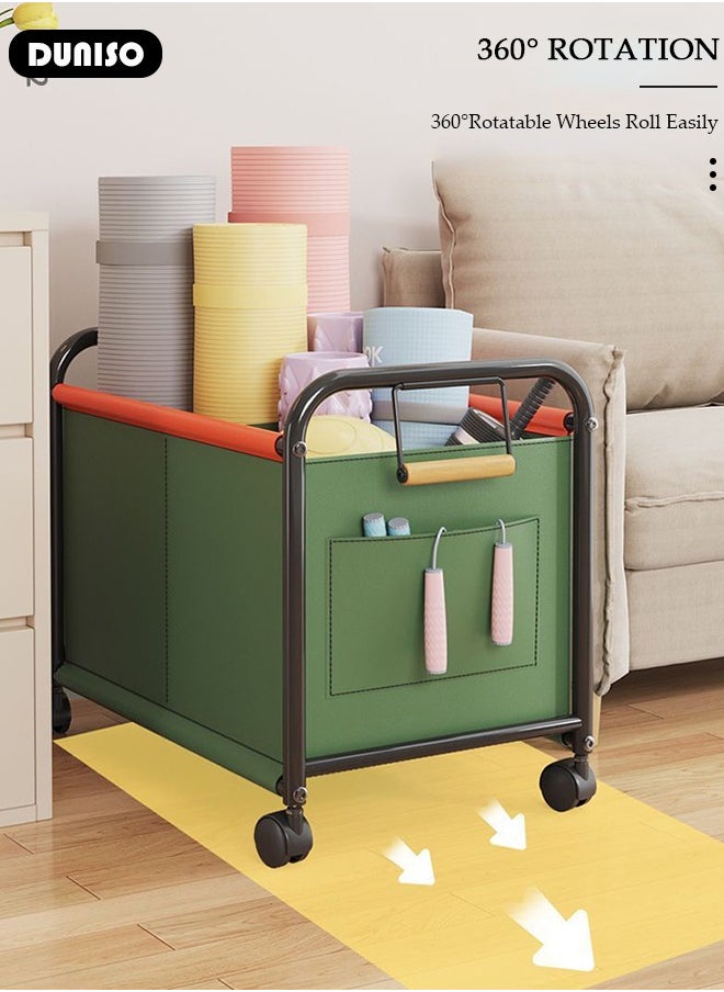 DUNISO Large Toy Box Chest Storage with Wheels, Removable Kids Toys Boxes Organizer with Side Pockets, Bins Baskets Container with Handles, Toy Storage Box with Dividers, Multifunction Toy Chest for Kitchen, Bathroom, Playroom, Living Room  - Image 2