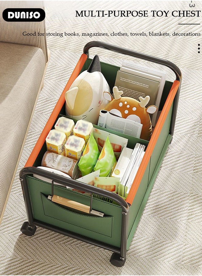 DUNISO Large Toy Box Chest Storage with Wheels, Removable Kids Toys Boxes Organizer with Side Pockets, Bins Baskets Container with Handles, Toy Storage Box with Dividers, Multifunction Toy Chest for Kitchen, Bathroom, Playroom, Living Room  - Image 3