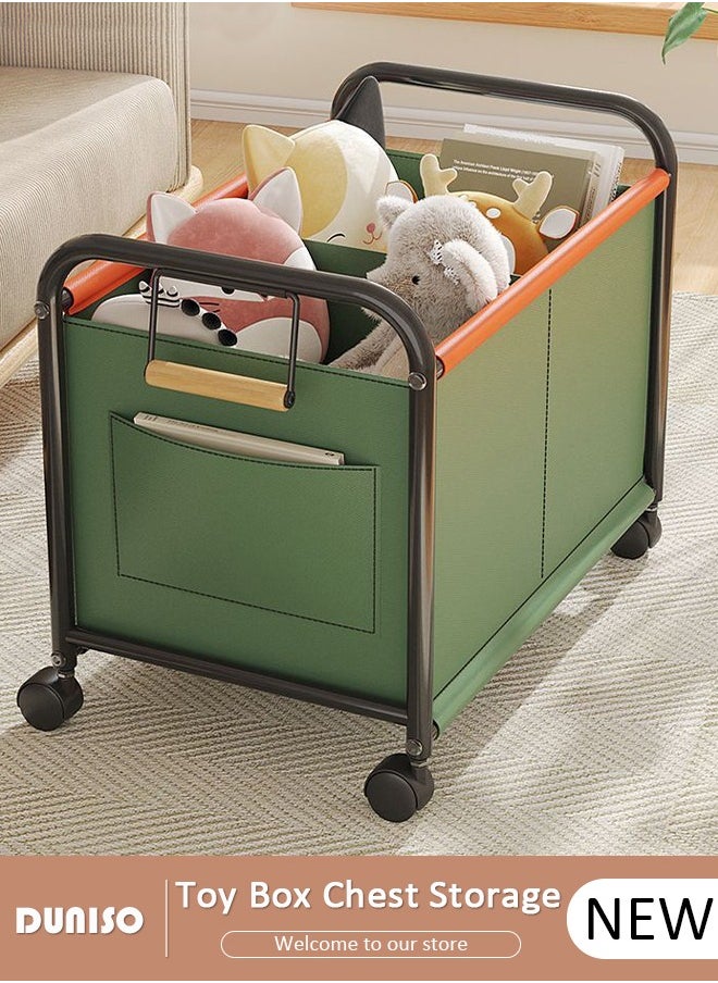 DUNISO Large Toy Box Chest Storage with Wheels, Removable Kids Toys Boxes Organizer with Side Pockets, Bins Baskets Container with Handles, Toy Storage Box with Dividers, Multifunction Toy Chest for Kitchen, Bathroom, Playroom, Living Room  - Image 1