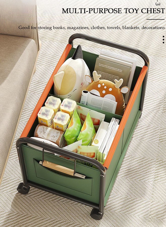 DUNISO صندوق ألعاب كبير للتخزين مع عجلات، صناديق تنظيم ألعاب الأطفال القابلة للإزالة مع جيوب جانبية، حاويات سلال مع مقابض، صندوق تخزين ألعاب مع فواصل، صندوق ألعاب متعدد الوظائف للمطبخ، الحمام، غرفة اللعب، غرفة المعيشة - Image 5