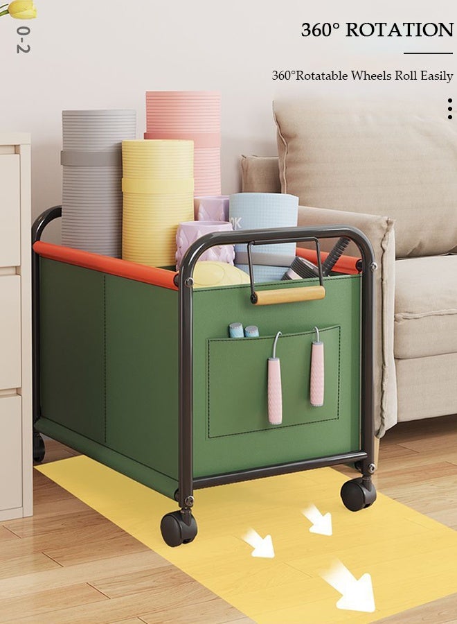 DUNISO صندوق ألعاب كبير للتخزين مع عجلات، صناديق تنظيم ألعاب الأطفال القابلة للإزالة مع جيوب جانبية، حاويات سلال مع مقابض، صندوق تخزين ألعاب مع فواصل، صندوق ألعاب متعدد الوظائف للمطبخ، الحمام، غرفة اللعب، غرفة المعيشة - Image 4