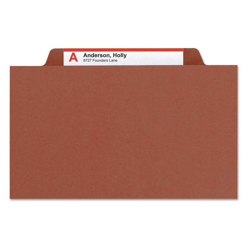 Smead Pressboard Classification File Folder with SafeSHIELD Fasteners, 1 Divider, 2" Expansion, Legal Size, Red, 10 per Box (18775) - Image 4
