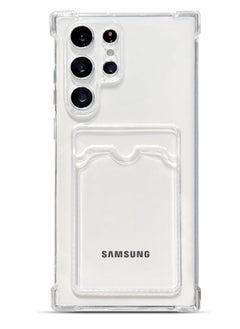 Generic Wallet Phone Case Slim Fit Card Slot Transparent Case Protective Soft Shockproof Case with Card Holder For Samsung Galaxy S22 Ultra  - Image 1
