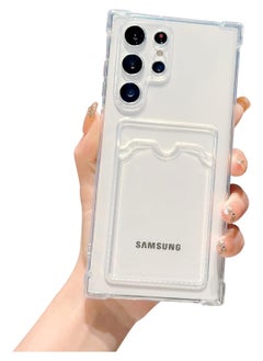 Generic Wallet Phone Case Slim Fit Card Slot Transparent Case Protective Soft Shockproof Case with Card Holder For Samsung Galaxy S22 Ultra  - Image 2