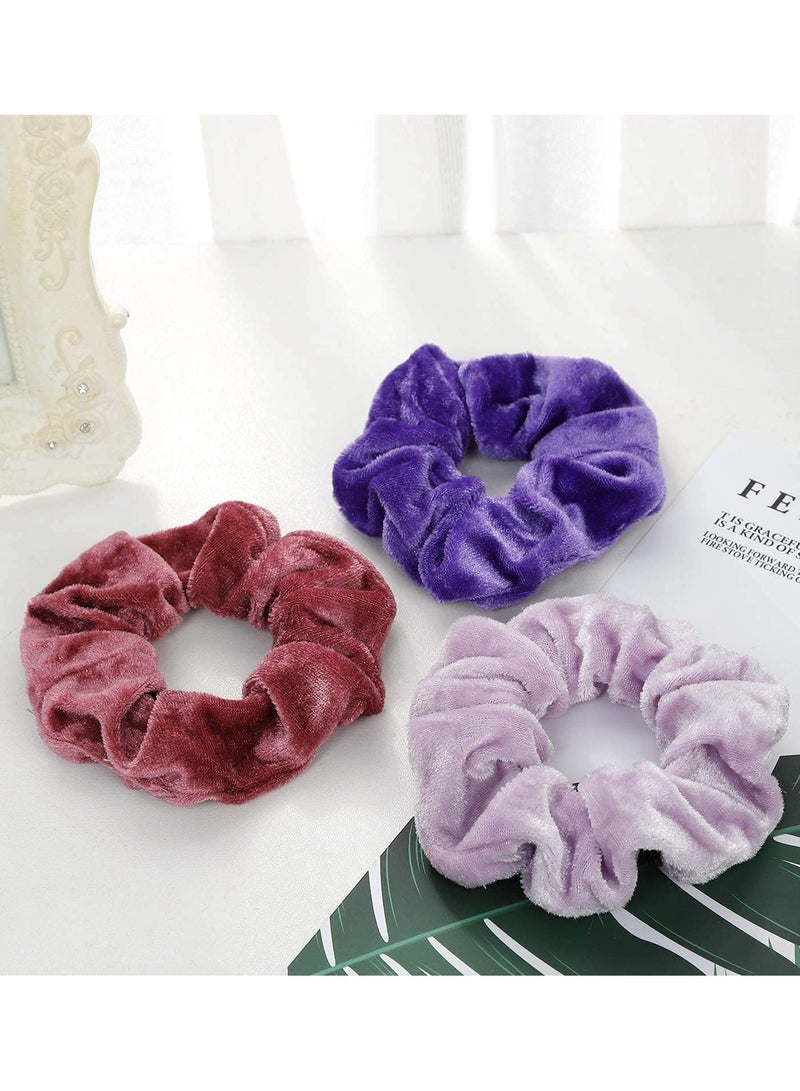 ORiTi 12 Pieces Scrunchies for Women, Velvet Scrunchies for Hair, Soft Ponytail Holder for Girls, Classic Elastic Hair Bands (Bright Color Set) - Image 2