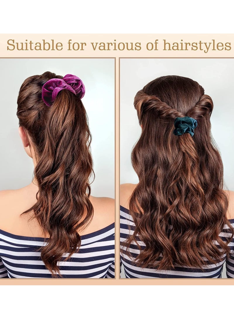 ORiTi 12 Pieces Scrunchies for Women, Velvet Scrunchies for Hair, Soft Ponytail Holder for Girls, Classic Elastic Hair Bands (Bright Color Set) - Image 4