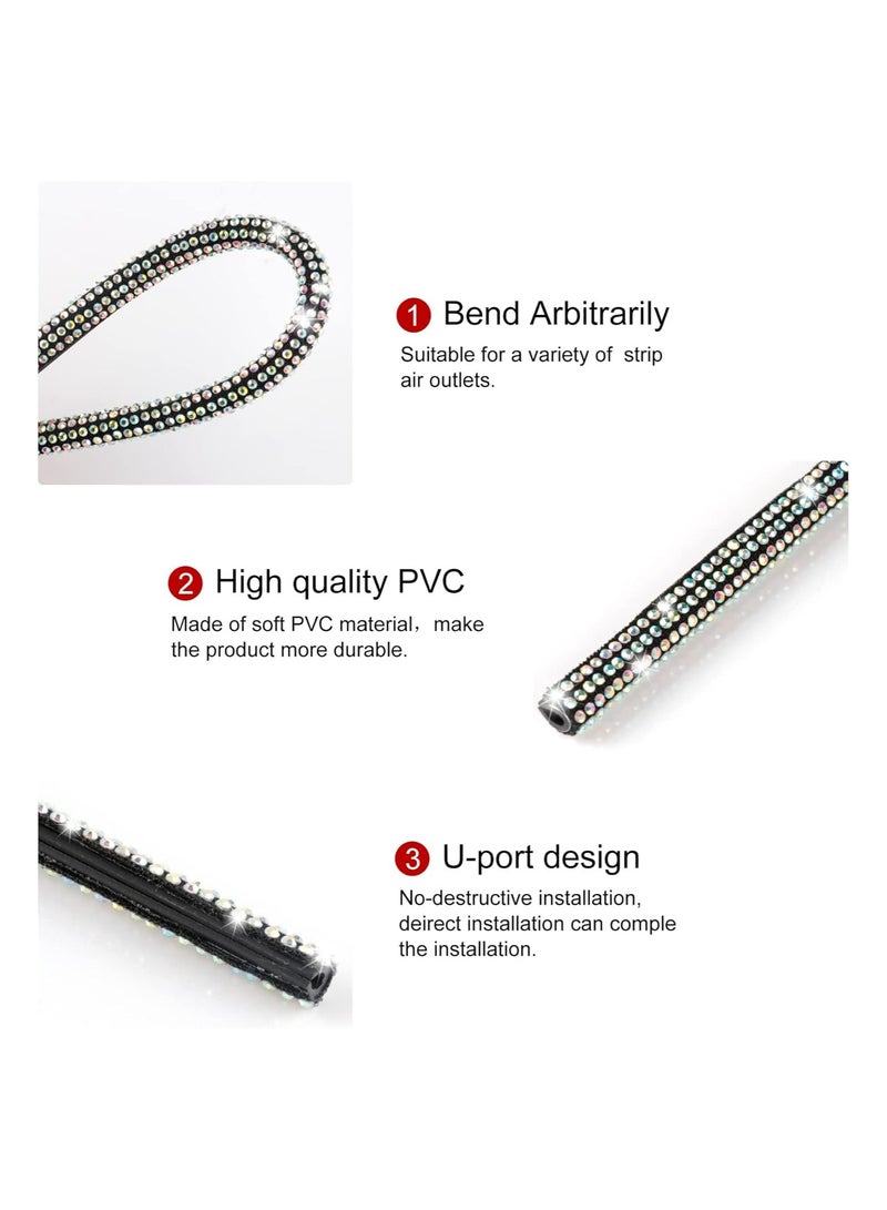 SYOSI 10PCS Bling Car Air Vent Outlet Moulding Trim Car Air Conditioner Decoration Strip Self Adhesive Bling Rhinestone Diamond Car Interior Exterior Accessories for Women and Teens Colorful - Image 4