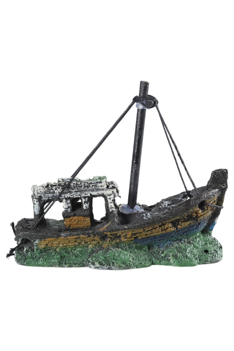 erorex Aquarium Sunken Ship Decoration Resin Fishtank Ornaments Hideout for Hermit 12.5*6*10cm Mini Retr... - Image 3