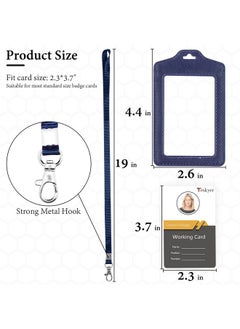 Teskyer 2 Pack Of Double Sided Clear Badge Holder With Lanyard, Pu Leather Id Badge Name Card Holder With Stainless Steel J-Hook Nylon Lanyard For Work Id, School Id, Metro Card, Access Card, Blue  - Image 4