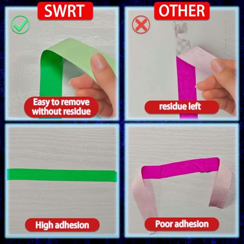 SWRT Neon Gaffer Cloth UV Blacklight Tape for Halloween Decor, 6 Rolls Multi-Color UV Fluorescent Glow in The Dark Tape for Party Decoration, Dance Floors, UV Party (0.6 inch x 16.5 feet) - Image 4