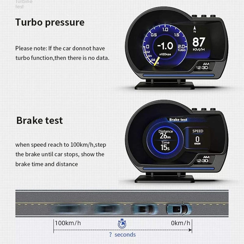 HUD Dual System Head Up Display OBD2 GPS Digital Speedometer - Image 5