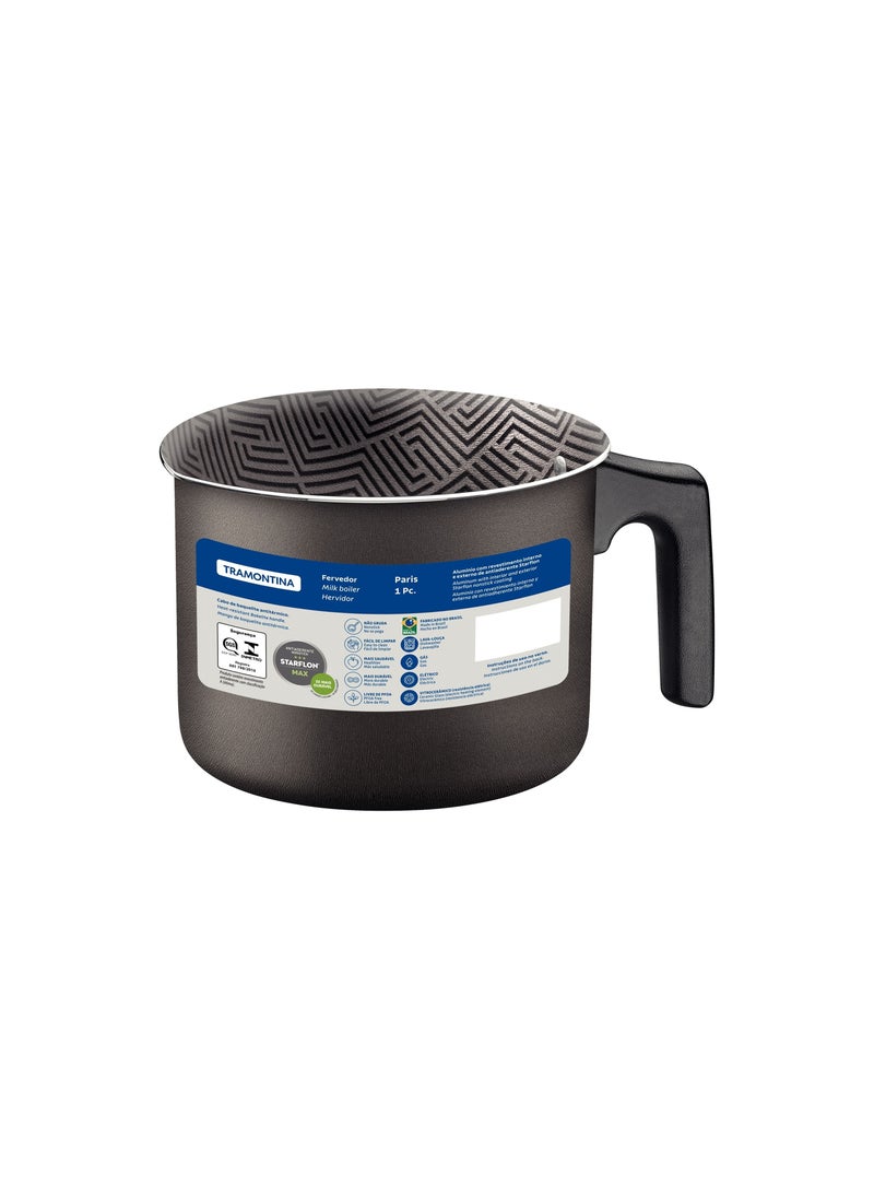 TRAMONTINA Since 1911,Made in Brazil- Paris Texture 10cm 0.8L Graphite Aluminum Multipurpose Boiler with Interior and Exterior Starflon Max Lead PFOA Free Nonstick Coating  - Image 3