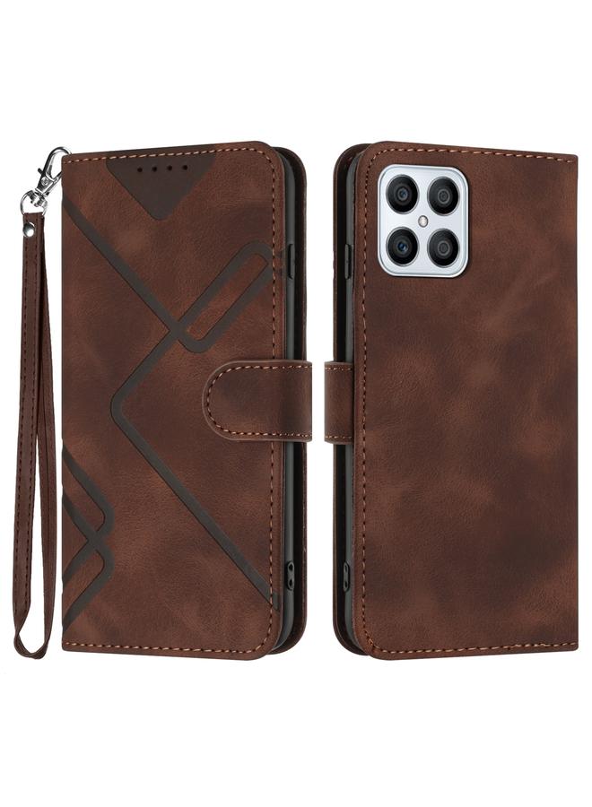 جرين تايجر جراب هاتف من الجلد بتصميم خطوط لهاتف Honor X8 4G/X30i/Play6T Pro - Image 1