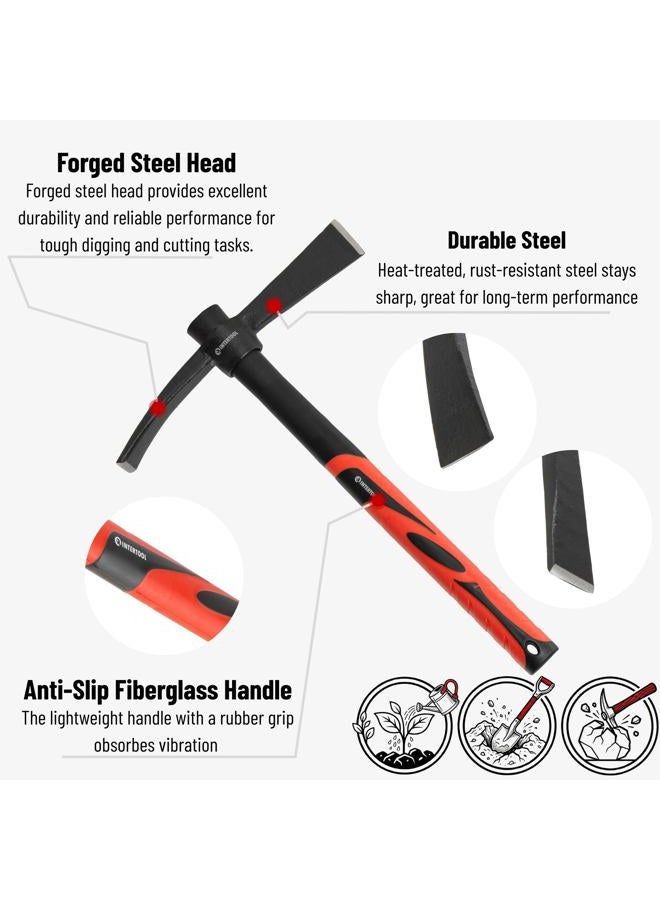 INTERTOOL Cutter Mattock, 5-Pound, Gardening Cutter & Adze, Digging, Loosen Soil, 36" Non-Slip Fiberglass Handle HT08-0307 - Image 3