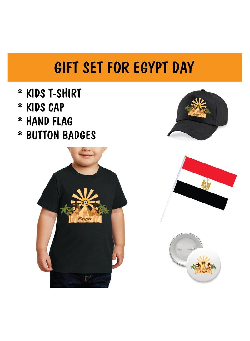 PRINTSHOP4ME Egypt National Day Gift Set for Boys - T-Shirt - Cap - Badge and Flag Set - Celebrate Egypt National Day with this Kids Combo Pack in Style  - Image 2