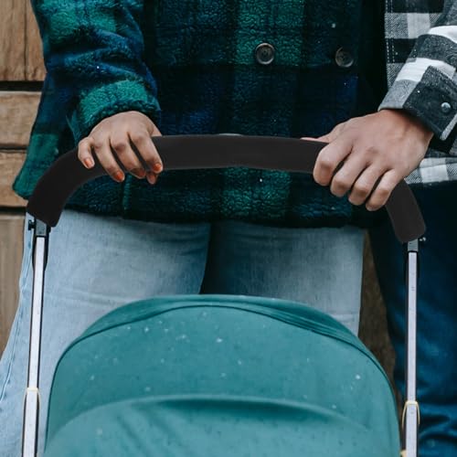 JECOMPRIS Toddler Stroller Handle Cover 2pcs Infant Pushchair Handlebar Sleeve Replacement Toddler Pram Bumper Handle Sponge for Armrest Handle Protector, 50.00X3.50X3.50CM, Black - Image 2