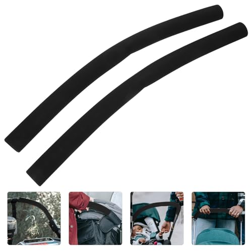 JECOMPRIS Toddler Stroller Handle Cover 2pcs Infant Pushchair Handlebar Sleeve Replacement Toddler Pram Bumper Handle Sponge for Armrest Handle Protector, 50.00X3.50X3.50CM, Black - Image 5