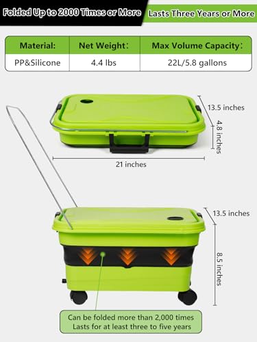 Nicecastle Collapsible Bucket 5.8 Gallon 22L with Wheels Handle Drain Plug Water Outlet and 2 Universal Connectors for Portable Pressure Washer Cordless Car Washing Camping RV Pet Bath Multi-Use - Image 5