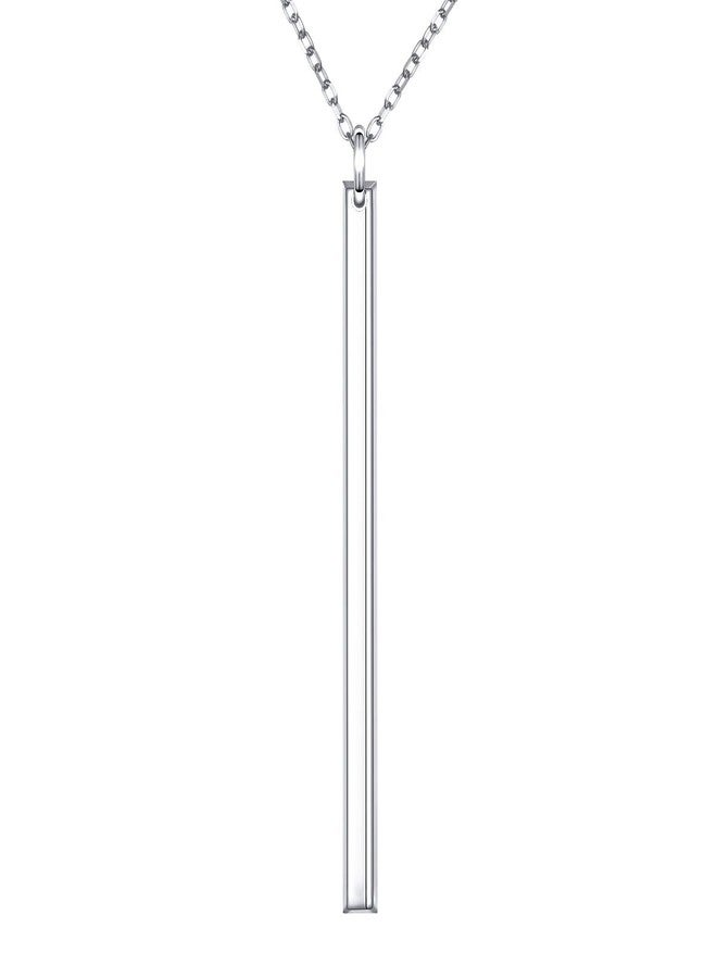 Alphm Long Chain Vertical Bar Y Necklace S925 Sterling Silver Pendant for Women Statement Jewelry - Image 1