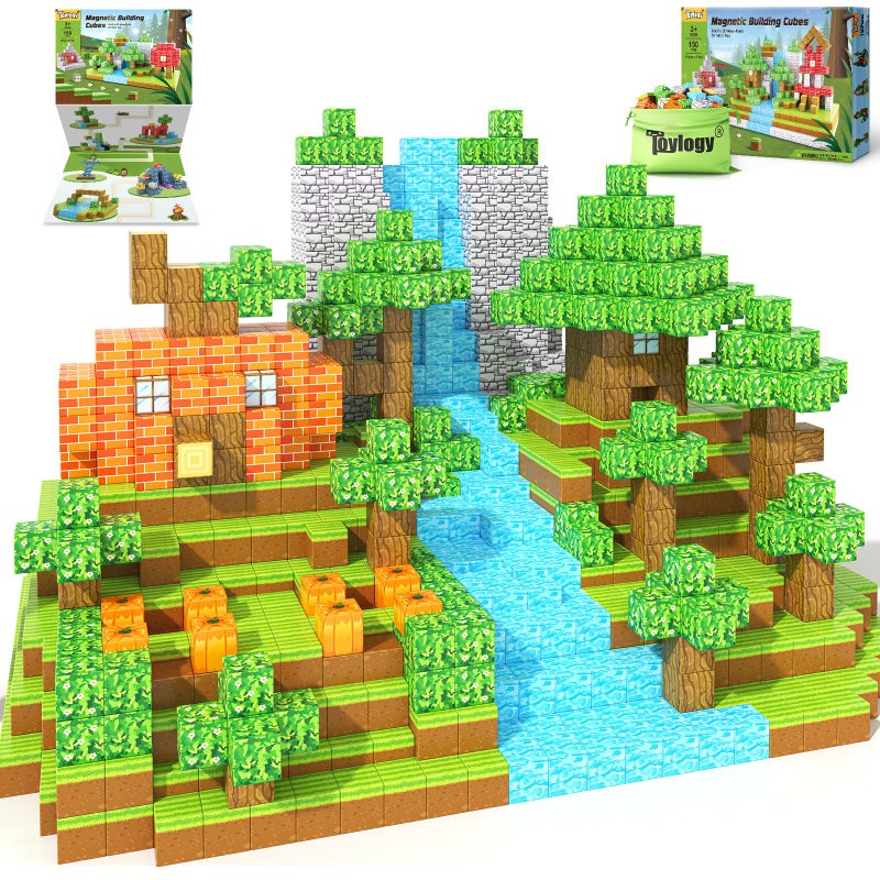 Toylogy 150 قطعة كتل مغناطيسية - بناء عالمي مغناطيسي - إصدار اليقطين - ألعاب بناء خارجية للأطفال من 3 إلى 7 سنوات - ألعاب STEM للأطفال الصغار - هدايا عيد الهالوين بعيد الميلاد - Image 3
