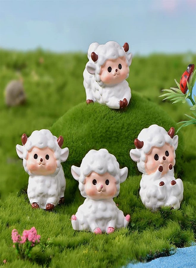 MAOMIA Super Cute Sheep Figure Animal Toys Set Cake Topper, 5Pcs Miniature Sheep Figurine Toy Set for Kids Baby Shower Birthday Party Cake Decoration - Image 3