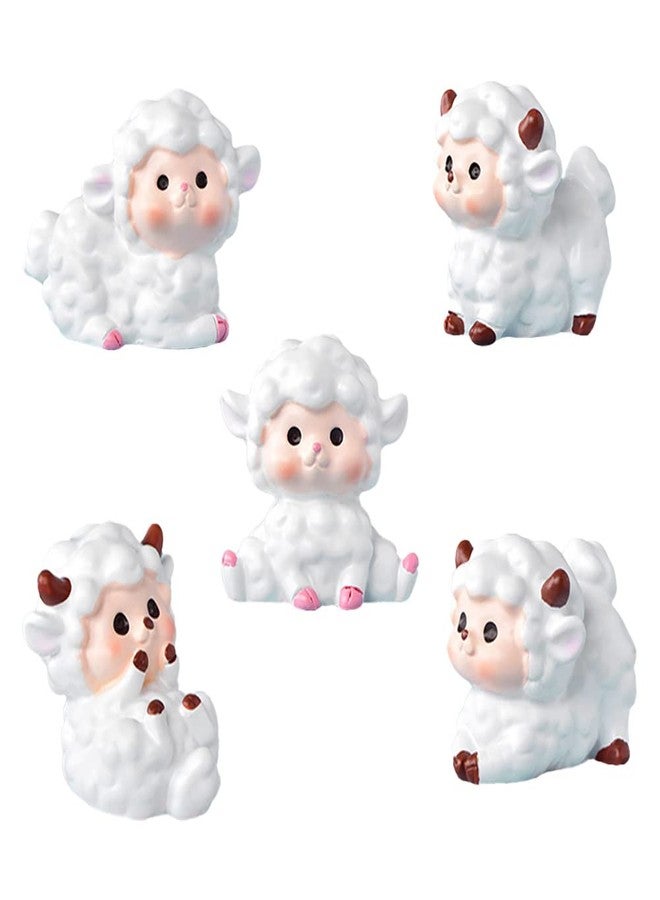 MAOMIA Super Cute Sheep Figure Animal Toys Set Cake Topper, 5Pcs Miniature Sheep Figurine Toy Set for Kids Baby Shower Birthday Party Cake Decoration - Image 1