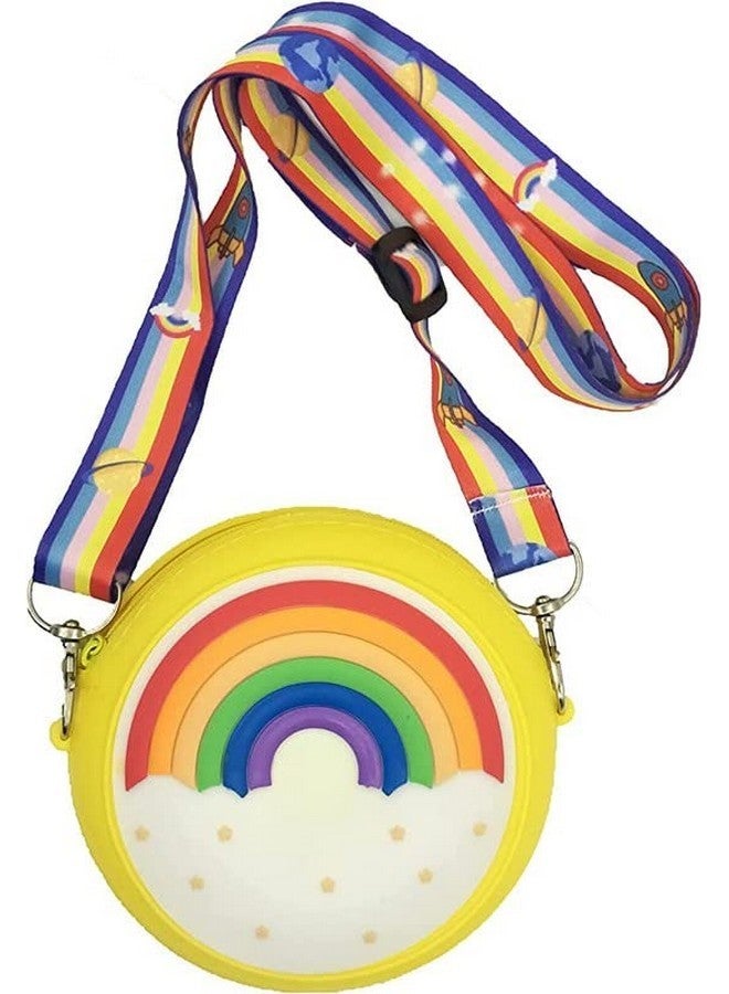 EITHEO Cute Baby Silicon Sling Bag | Cross Body Zipper | Hand Bag | Travel Purse | Trendy Girls Pouch Bag Mini Coin Pouch | Wallet Purse Accesseries bag Mobile Makup | Rainbow Yellow NL-SB - Image 1