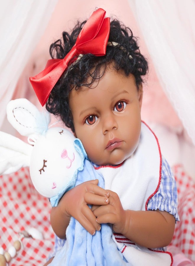 KSBD Lifelike Reborn Baby Doll Black - 18-Inch Realistic African American, Weighted Newborn Real Life Handcrafted Baby with Soft Body, American Flag Outfit and Accessories Gift Set for Kids Age 3+ - Image 5